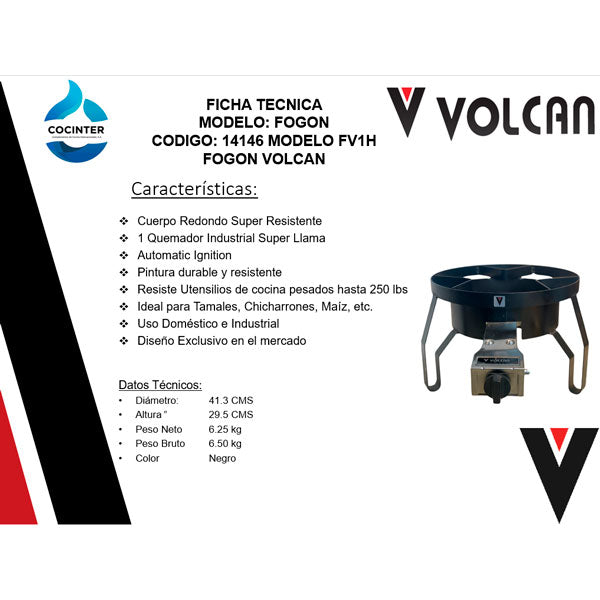 Estufa industrial Volcan 1 Quemador