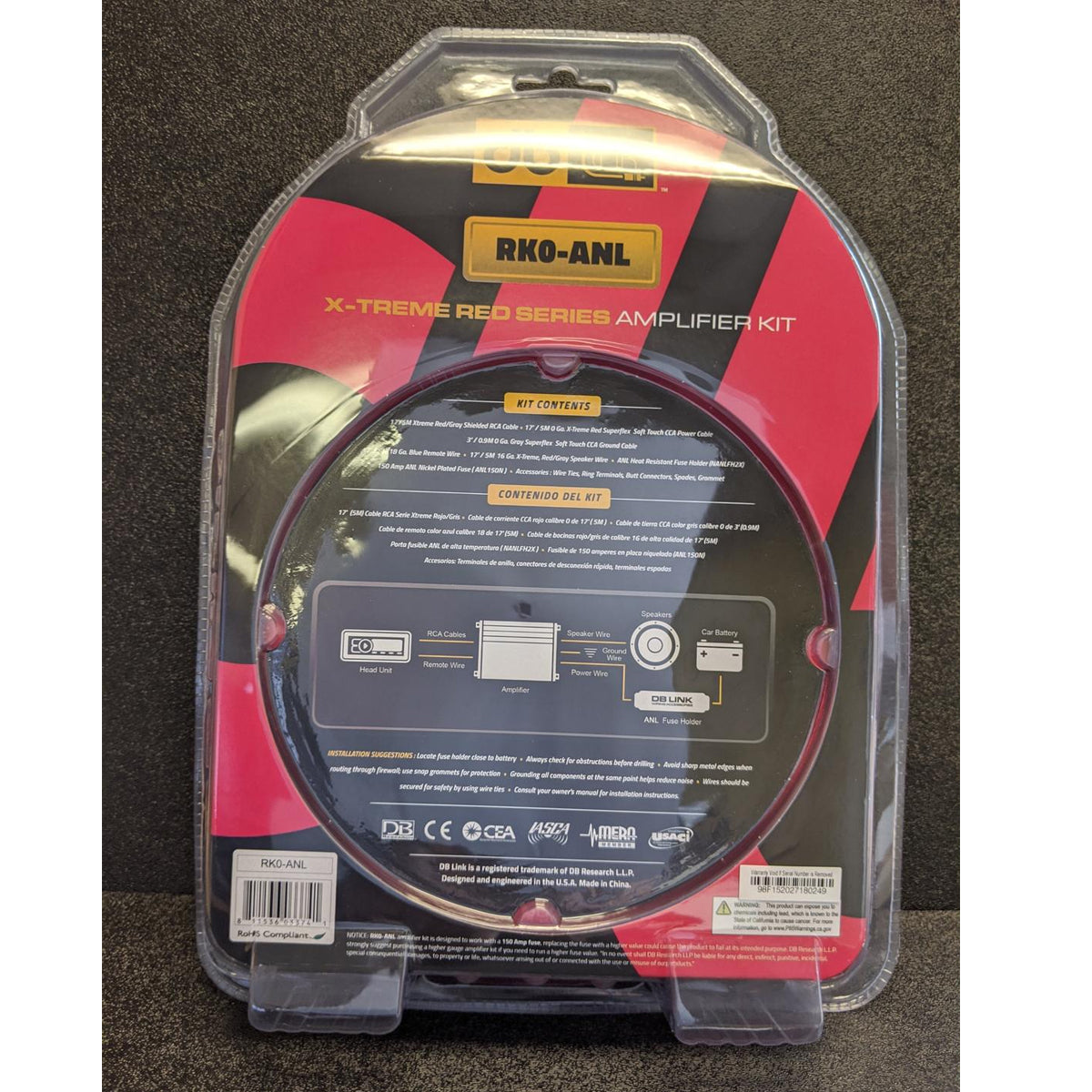 Kit De Instalación Calibre 0 DB Link RK0-ANL 5.18 Metros Para Amplificador DB Drive