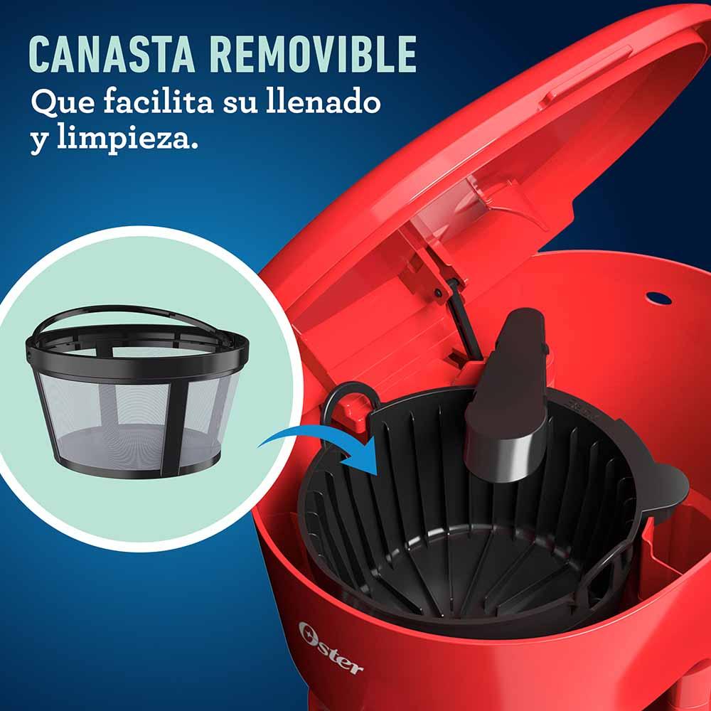 Cafetera De 12 Tazas Con Filtro Permanente, Rojo, Oster