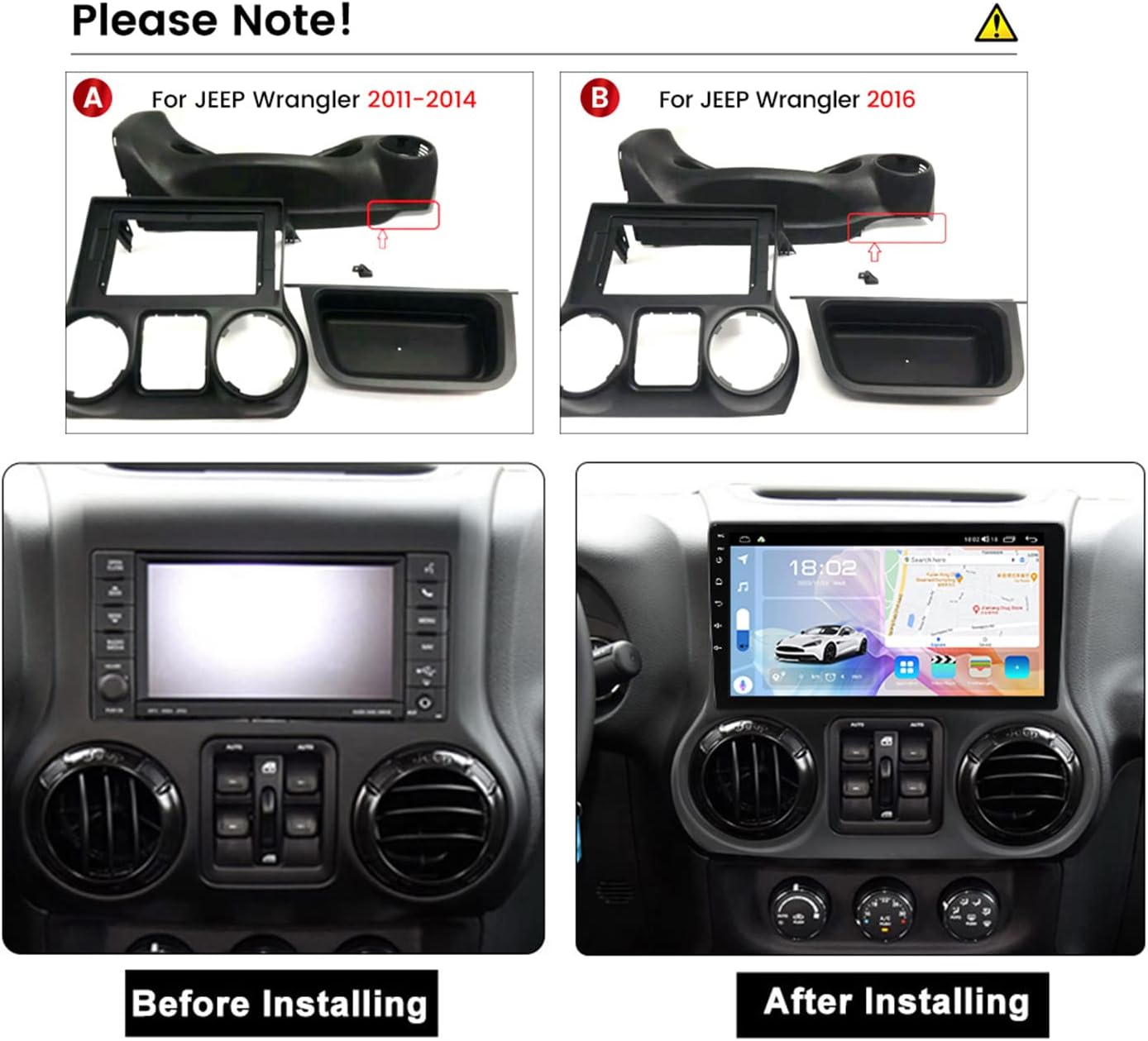 Dash Kit de 9 Pulgadas JEEP WRANGLER RUBICON 2015 al 2018