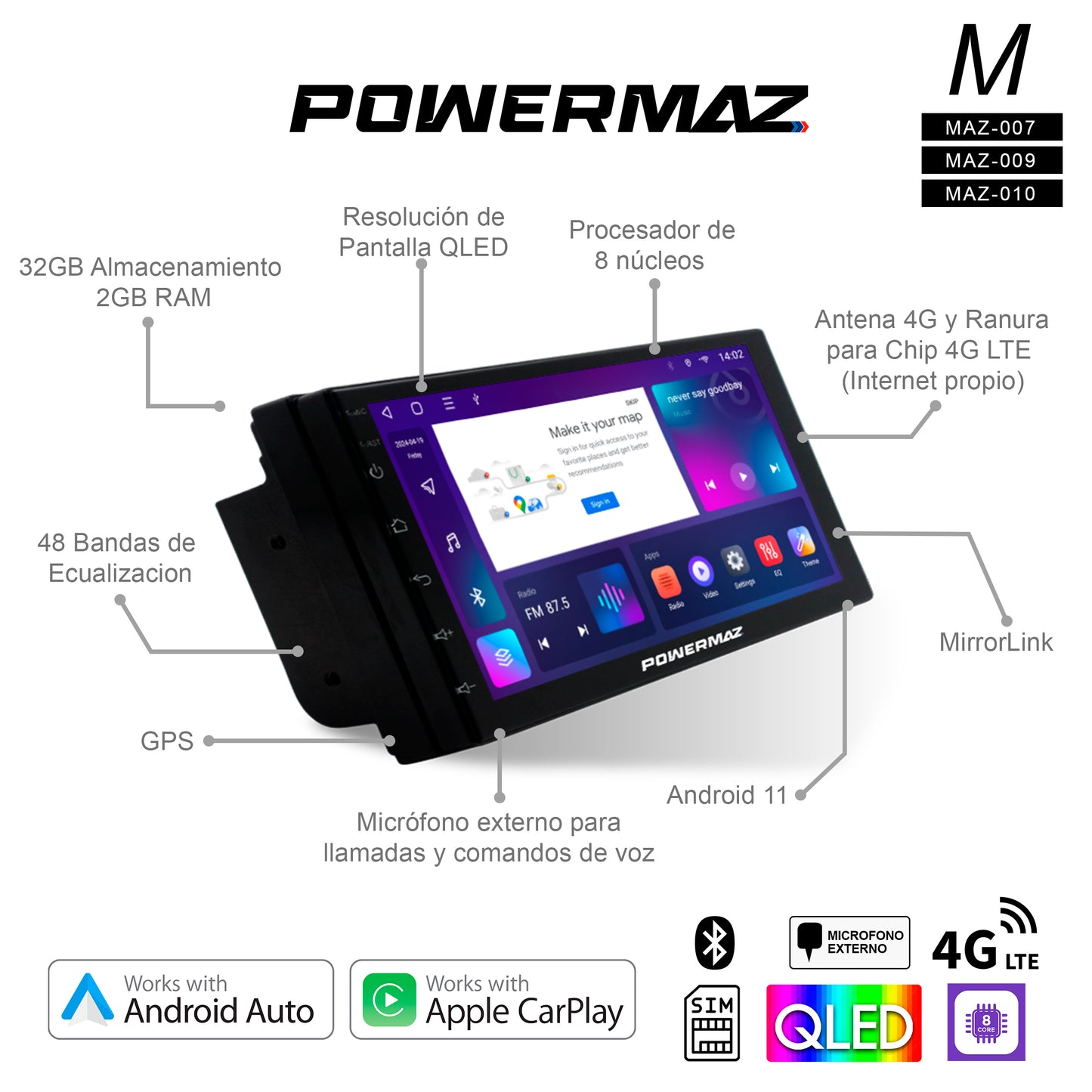 RADIO DE PANTALLA 7 PULGADAS POWERMAZ MAZ-007