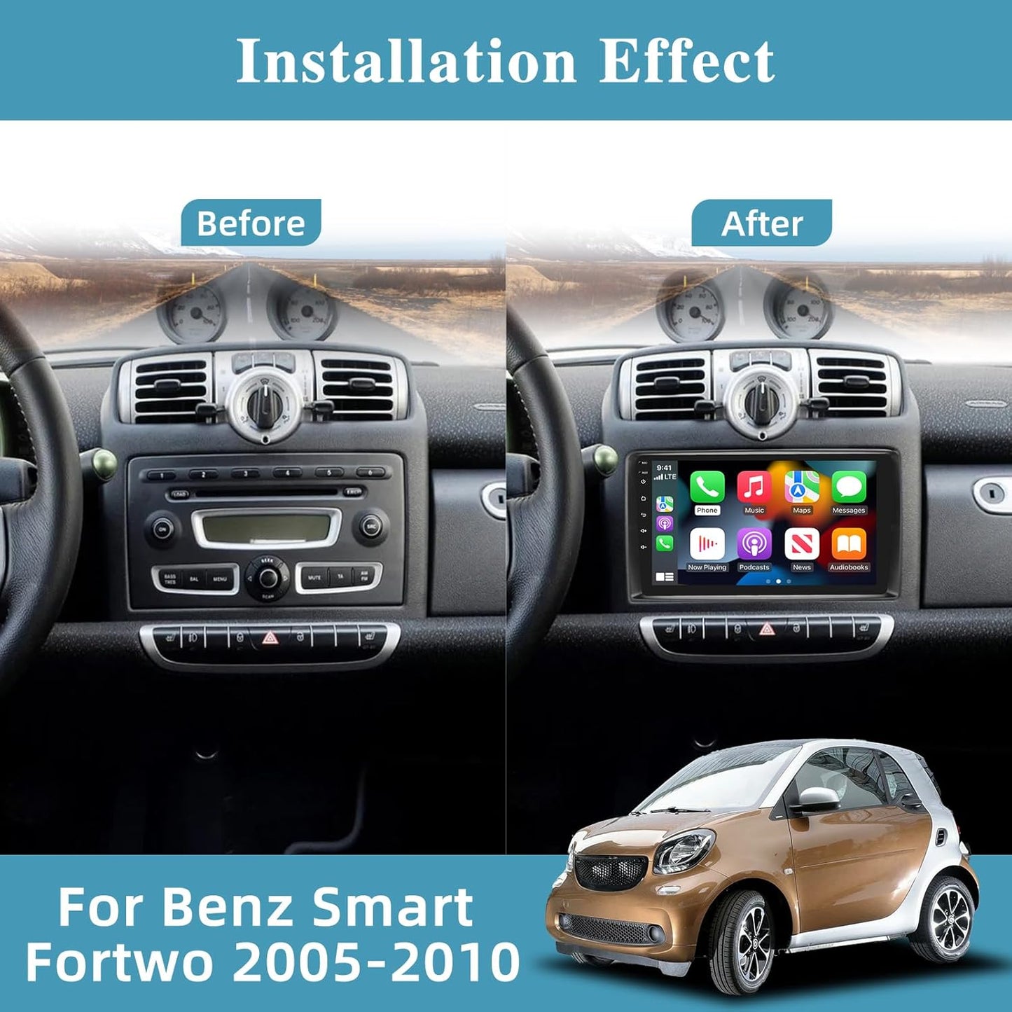 Dash Kit de 9 Pulgadas MERCEDEZ BENZ SMART 2005 al 2010