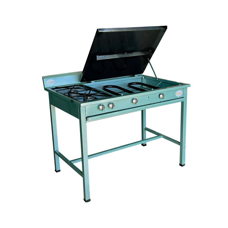 ESTUFA INDUSTRIAL 2 QUEMADORES Y UNA PLANCHA GRANDE