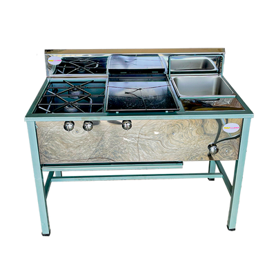 ESTUFA INDUSTRIAL 2 QUEMADORES, PLANCHA Y FREIDORA