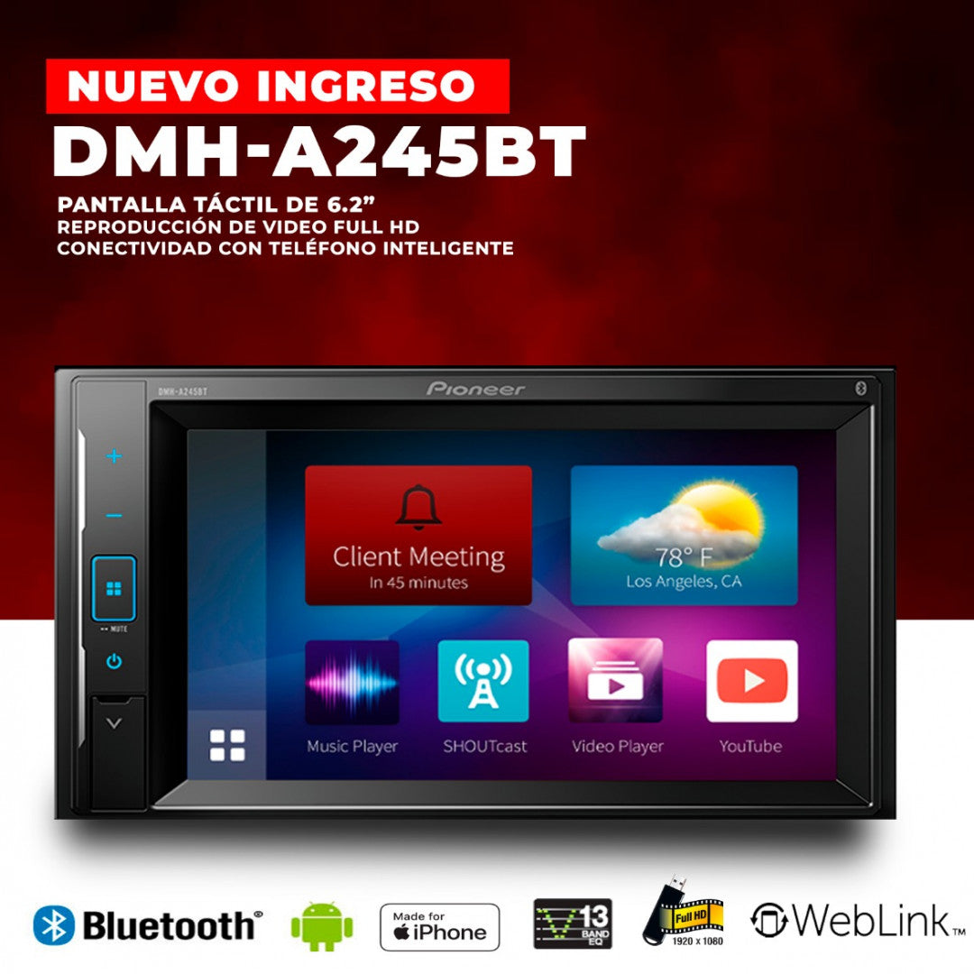RADIO PIONEER CON SISTEMA WEB LINK ALAMBRICO DMH-A245BT