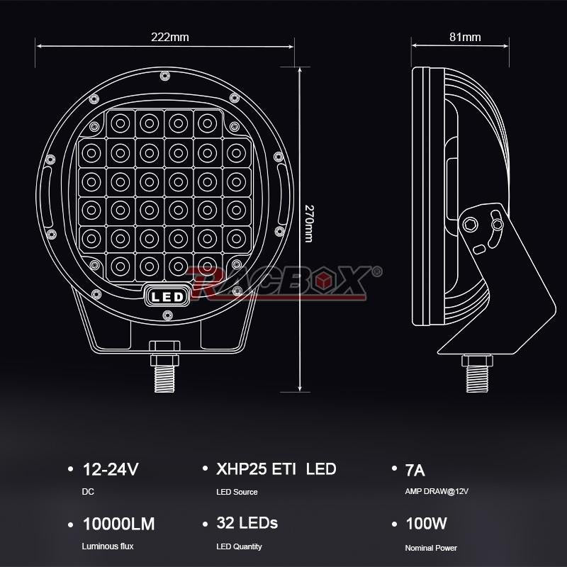 Neblinera led redonda 9 pulgadas 500 watts blanca